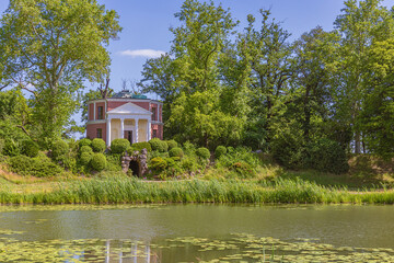The Pantheon of Worlitz and its lake, in the middle of an English landscape garden