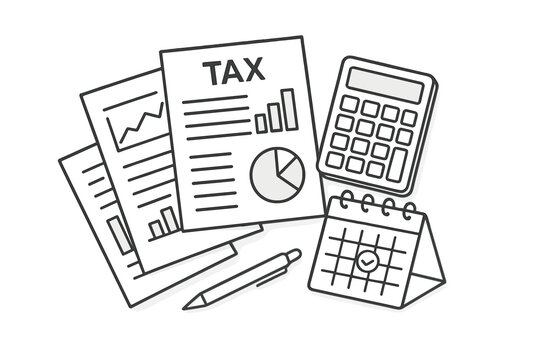 Financial accounting and tax preparation tools including documents, calculator, and calendar