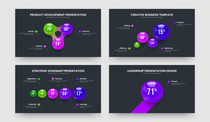 Advertising Growth Three Four Five One Step Graph Presentation Layout Vector Illustration Collection. Educational Portfolio 3 4 5 1 Option Chart Slide Design Set.