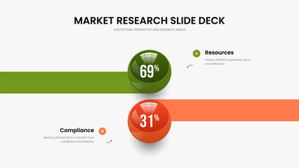Consulting Insight Slide Design Vector Illustration. Business Proposal 2 Step Chart Presentation Template. Project Briefing Two Element Diagram Slideshow Layout.