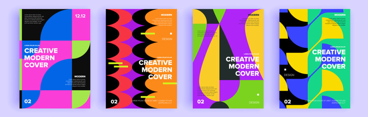 Modern abstract covers set, minimal covers design. Colorful geometric background, vector illustration.