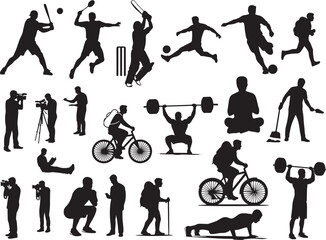 Man walking and playing vector illustration of a person in motion with playful elements