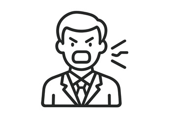 Angry businessman yelling or shouting aggressively while wearing a professional business suit