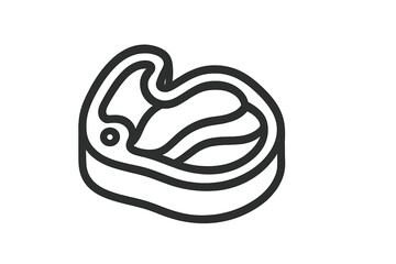 Simple line art graphic of a raw steak cut of meat ready for grilling or cooking