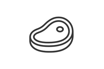 Minimalist black and white outline of a raw steak ready for grilling or cooking