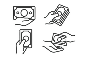 Financial transactions and payment concepts illustrated by hands holding and exchanging cash money