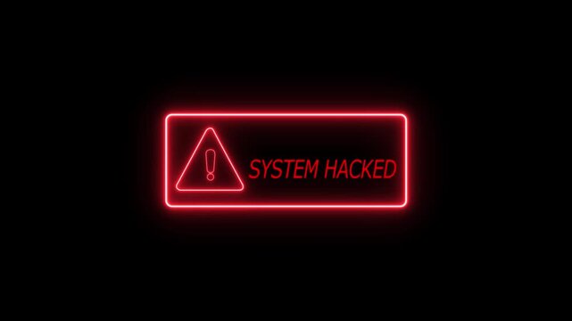 A cybersecurity alert screen showing system compromised warning with red interface Cybersecurity Alert Screen with System Compromised Warning and Red Breach Interface.