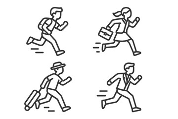 Diverse people running and rushing, representing urgency in business, education, and travel life