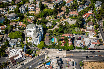 Aerial View of Luxury Hillside Mansions in Los Angeles