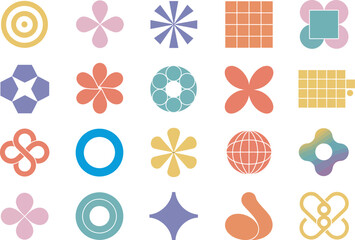 Collection of geometric shape icons flat vector design elements perfect for modern web and graphic design projects isolated on white background