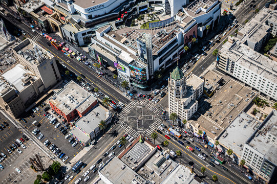 Aerial View of Hollywood Boulevard and Tourist District