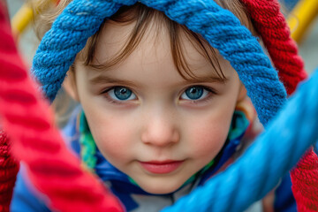 Father and daughter together at the playground in winter clothes, cozy family moment outdoors, generative AI image