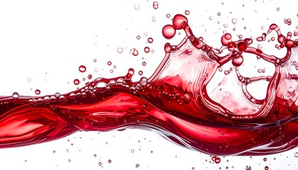 A bright red liquid is splashing and rippling against a clean white background, creating a sense of movement
