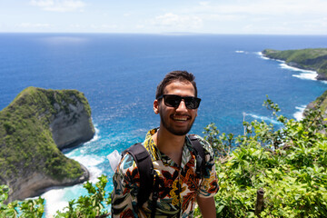 Portrait of tourist at penida island, nusa penida, bali. High quality photo