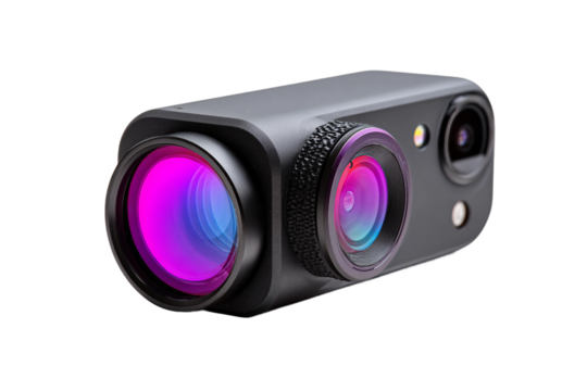 Portable infrared camera phone attachment isolated on transparent background