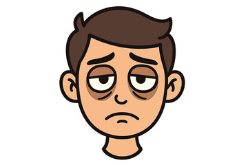Exhausted man's face with dark circles under his eyes showing fatigue and lack of sleep