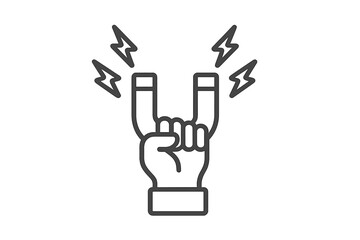Hand making rock and roll gesture combined with a powerful horseshoe magnet symbol