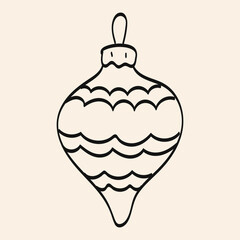 Simple hand-drawn ornament hangs against a light background symbolizing holiday spirit and decoration