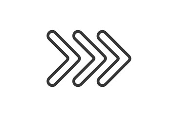 Three consecutive outline arrows pointing right for navigation or playback control