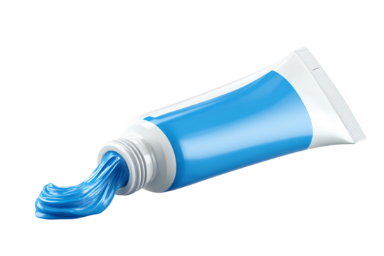 Gel toothpaste for strong and healthy teeth isolated on transparent background