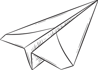 Paper Airplane Line Outline Vector Art