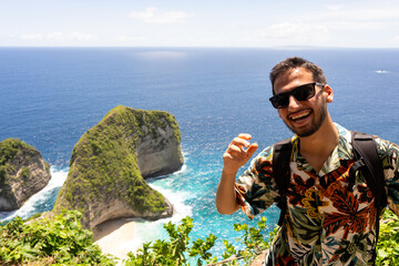 Portrait of tourist at penida island, nusa penida, bali. High quality photo