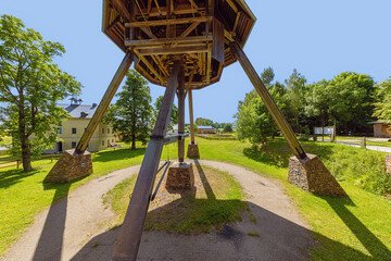 Inside the horse-powered winding mill above the Rudolph shaft, a conveyor system for mining originally powered by horses