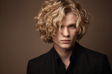 Elegant Curly-Haired Male Portrait