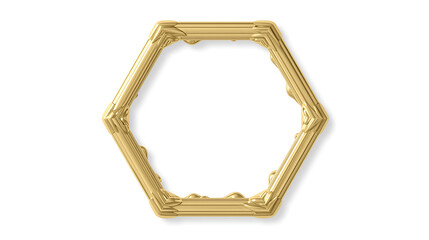 Elegant gold hexagon frame with classic detailing for design