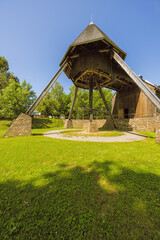 At the base of the horse-powered winding mill above the Rudolph shaft, a conveyor system for mining originally powered by horses