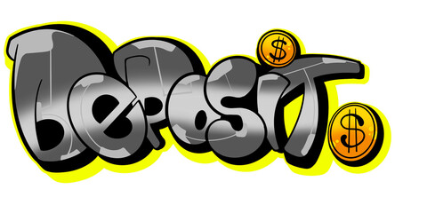 Letter deposit, graffiti deposit illustration with a cool, simple graffiti pattern and elegant colors, suitable for your financial design