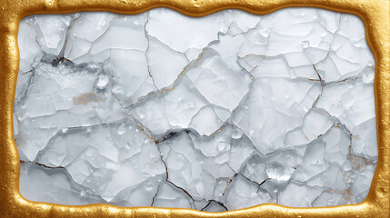 Cracked translucent ice texture framed by rough golden border