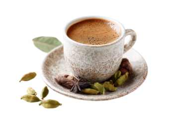 Turkish coffee with cardamom for a flavorful experience isolated on transparent background