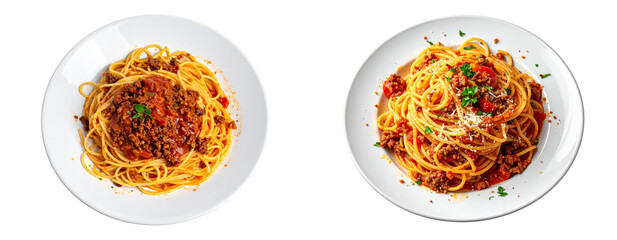  Plate of Spaghetti Bolognese Leftovers &mdash; White Background Isolation