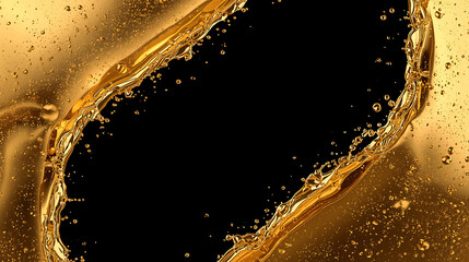Vibrant golden liquid splash creating dynamic fluid flow design