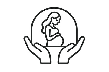 Hands supporting a pregnant woman symbolizing prenatal care, maternity protection, and health