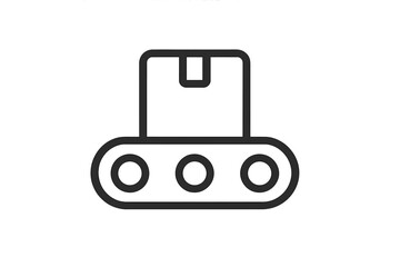 Cardboard box package being transported on a mechanical conveyor belt in a logistics factory setting