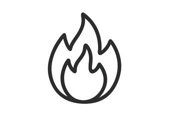 Simple outline symbol of a burning flame representing heat energy or danger