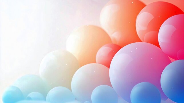 An abstract composition featuring a collection of colorful spheres with a gradient background, creating a vibrant and dynamic visual.