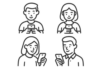 Diverse young adults using smartphones for social media and communication