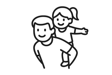 Happy father carrying his young daughter on his back during a playful family moment of bonding and joy