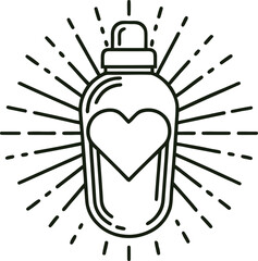 Obraz premium Heart Shaped Potion Bottle with Rays love magic