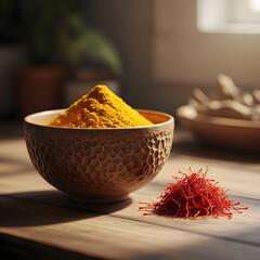 assorted spices and herbs in a bowl on white background