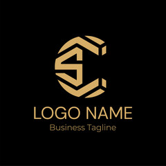 Logo Geometry Modern Gold Business Company Design Template