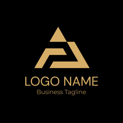 Logo Letter A Geometry Modern Gold Business Company Design Template