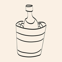 Bottle cooling in a bucket full of ice during a summer gathering