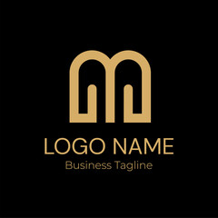 Logo Letter M Geometry Modern Gold Business Company Design Template