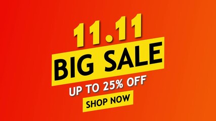 11.11 Shopping Day Sale Promo – Bold Discount Announcement Video for Online Retail Marketing - Powered by Adobe