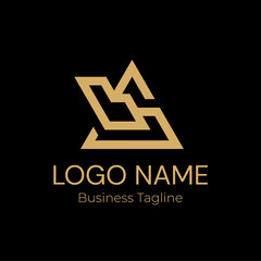 Logo Letter A Geometry Modern Gold Business Company Design Template
