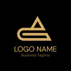 Logo Letter A Geometry Modern Gold Business Company Design Template